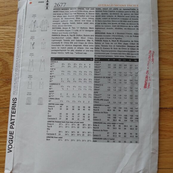 Vintage Vogue Dress Sewing Pattern Top Skirt Size 14-18 Ruffle Gored 2677 - Picture 3 of 10